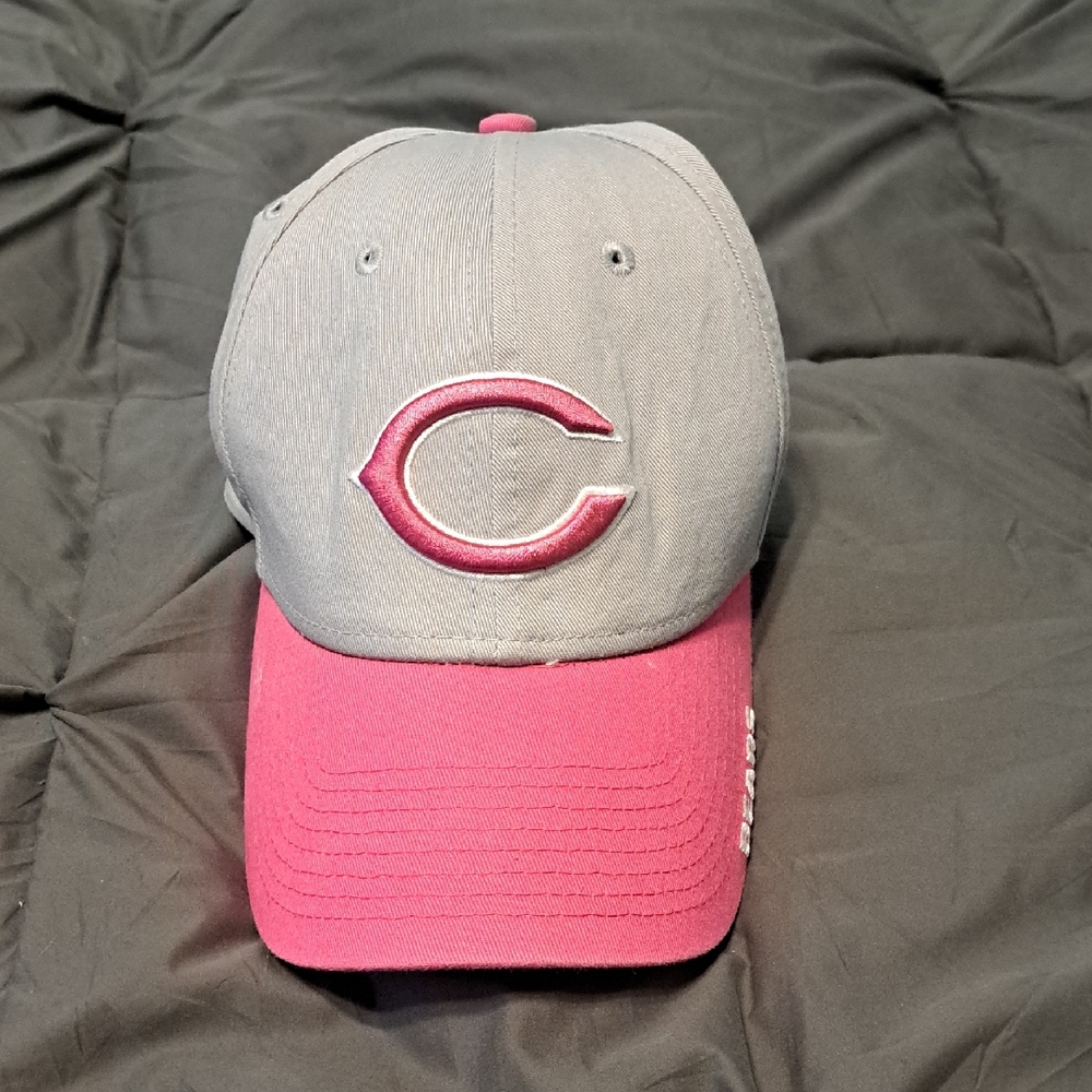 NFL Kids Gray and Pink Baseball Hat with Embroidered 'C'